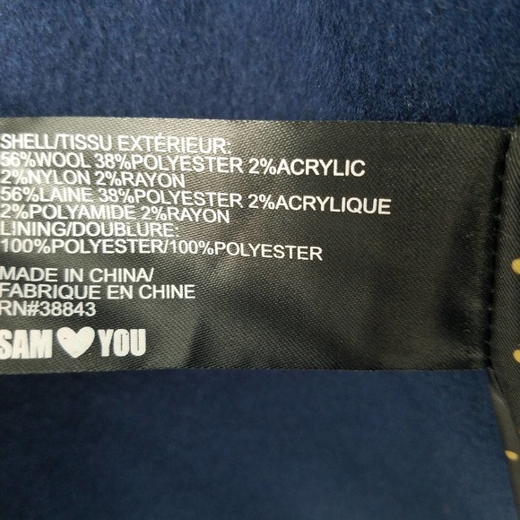 Sam Edelman Notched Collar Wool Blend Coat in Ink Size 14 NEW WITH TAGS - Picture 5 of 5